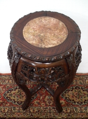 Antique Carved Hardwood Plant Stand