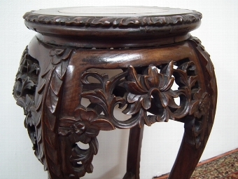 Antique Carved Hardwood Plant Stand