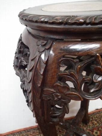 Antique Carved Hardwood Plant Stand