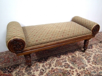Scottish William IV Carved Oak Window Seat