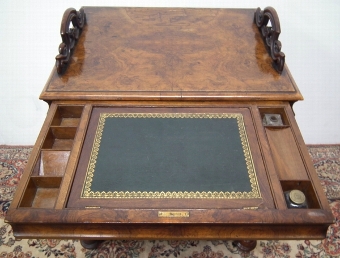 Antique Unusual Victorian Walnut Canterbury/Writing Table