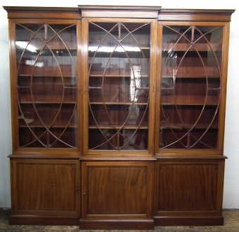 George III Style Mahogany 3 Door Cabinet Bookcase