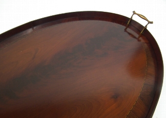 Antique Sheraton Style Mahogany Oval Tray