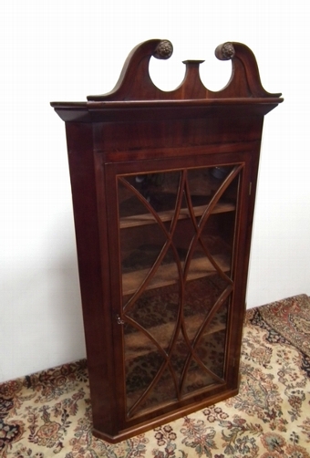 :SALE: George IV Mahogany Inlaid Corner Cupboard