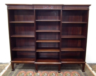 Adams Style Carved Mahogany Open Bookcase