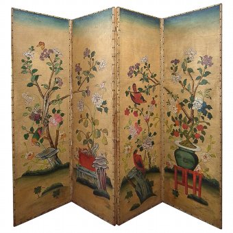 Late Victorian Leather Painted Screen
