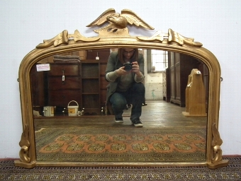 Antique Victorian Neat Sized Gilt Overmantel Mirror
