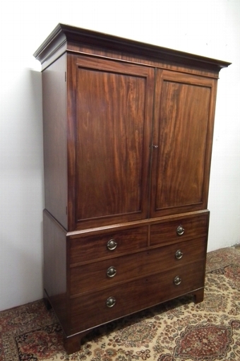 George III Large Mahogany Linen Press