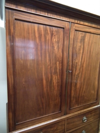 Antique George III Large Mahogany Linen Press