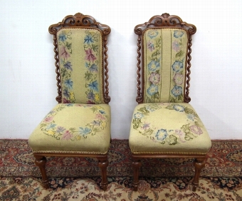 Pair of Victorian Walnut Children's Chairs