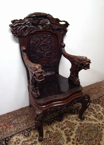 Chinese Carved Open Armchair