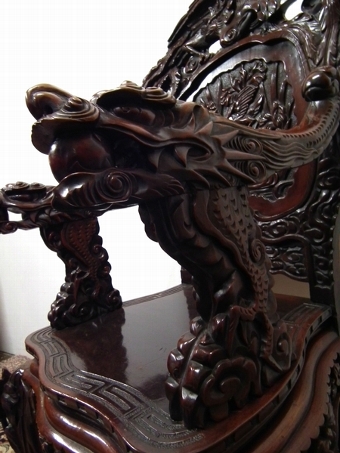 Antique Chinese Carved Open Armchair