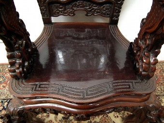 Antique Chinese Carved Open Armchair