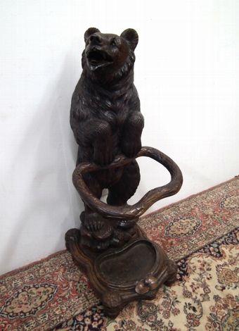 Black Forest Carved Bear Stick Stand