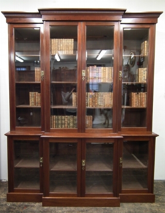 Late Victorian Breakfront Mahogany Bookcase