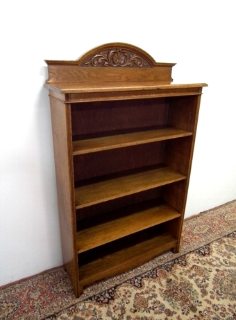 Arts & Crafts Tall Oak Open Bookcase