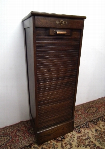 Oak Tambour Front Filing Cabinet