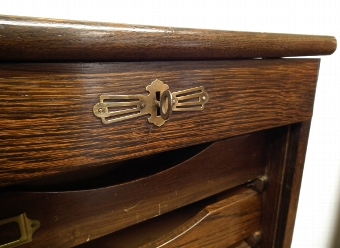 Antique Oak Tambour Front Filing Cabinet