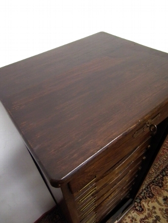 Antique Oak Tambour Front Filing Cabinet