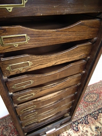 Antique Oak Tambour Front Filing Cabinet