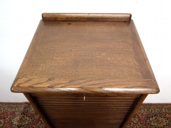 Antique Oak Tambour Front Filing Cabinet