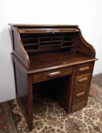 Small Oak Roll Top Desk