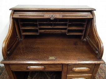 Antique Small Oak Roll Top Desk