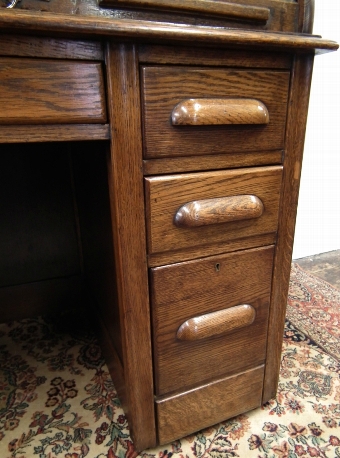 Antique Small Oak Roll Top Desk