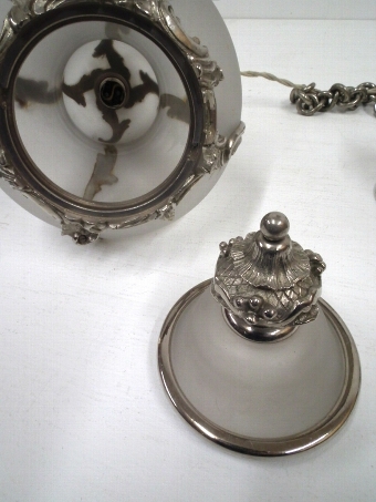 Antique Edwardian Silver Plated Glass Lantern