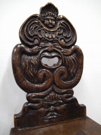 Antique Set of 3 Carved Hall Chairs
