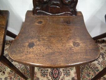 Antique Set of 3 Carved Hall Chairs