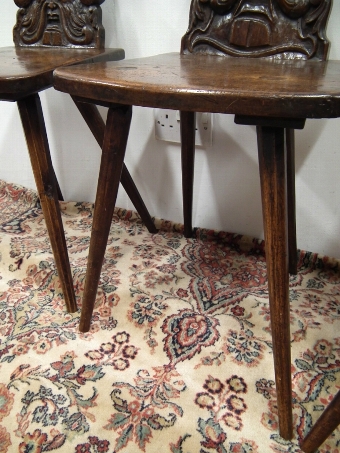 Antique Set of 3 Carved Hall Chairs