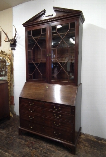 George III Mahogany Bureau Bookcase