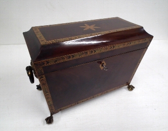 George III Mahogany Inlaid Tea Caddy