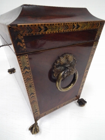 Antique George III Mahogany Inlaid Tea Caddy
