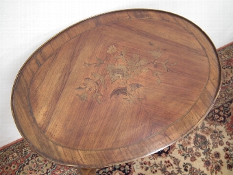 Antique Louis XVI Style Inlaid Oval Side Table