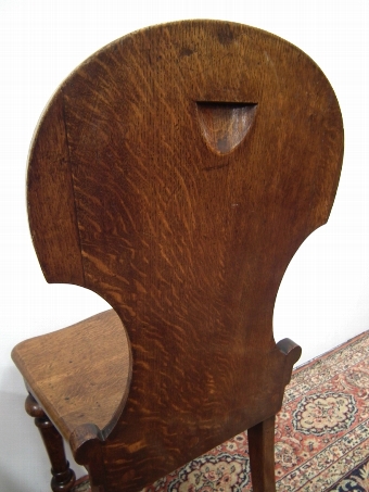 Antique Pair of Victorian Solid Oak Hall Chairs