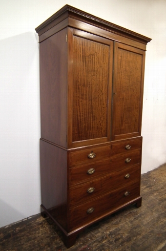George III Mahogany Inlaid Linen Press