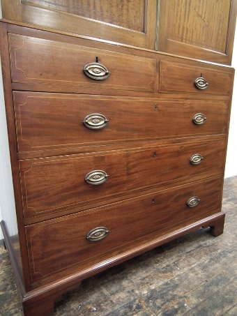 Antique George III Mahogany Inlaid Linen Press