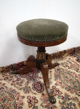 Regency Rosewood Inlaid Piano Stool