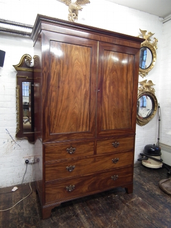 George III Mahogany Linen Press