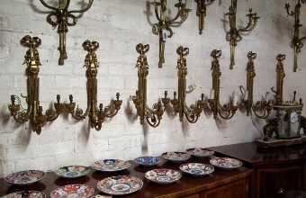 Set of 7 Brass and Ormolu Wall Sconces