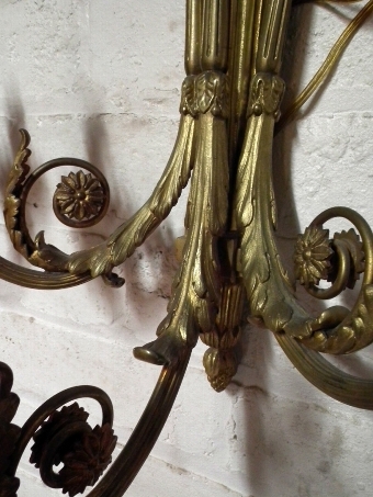 Antique Set of 7 Brass and Ormolu Wall Sconces