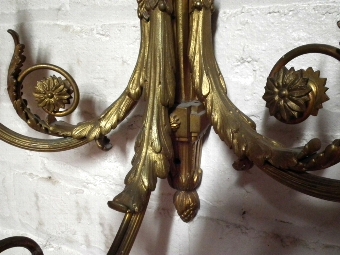 Antique Set of 7 Brass and Ormolu Wall Sconces