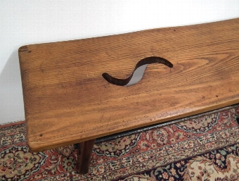Antique Unusual Pitch Pine Long Bench