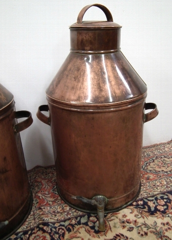 Antique Large Pair of Copper Hot Water/Tea Urns