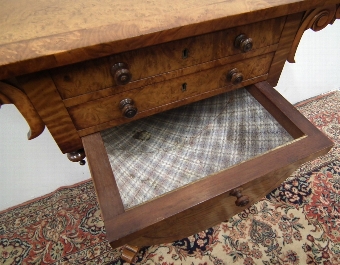 Antique Early Victorian Burr Elm Workbox