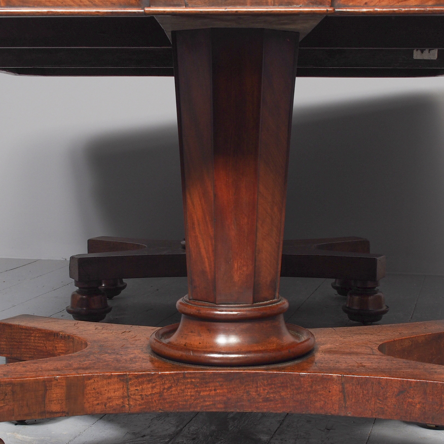 Antique William IV Twin Pillar Mahogany Dining Table