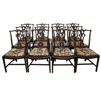 Set of 12 Chippendale Style Mahogany Chairs