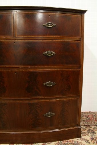 Antique Maple & Co Large Bow Front Chest of Drawers